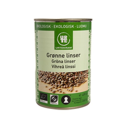 Linser grønne i dåse Økologisk - 400 gram - Urtekram