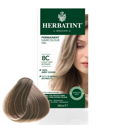 8C hårfarve Light Ash Blonde - 150 ml - Herbatint