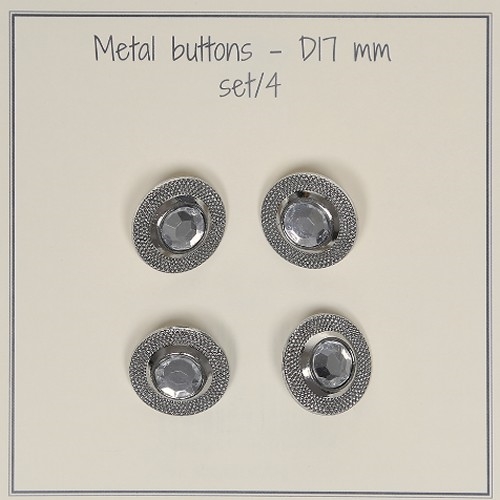 Clutch knapper - sølv - D17 mm - 4 stk - Go Handmade