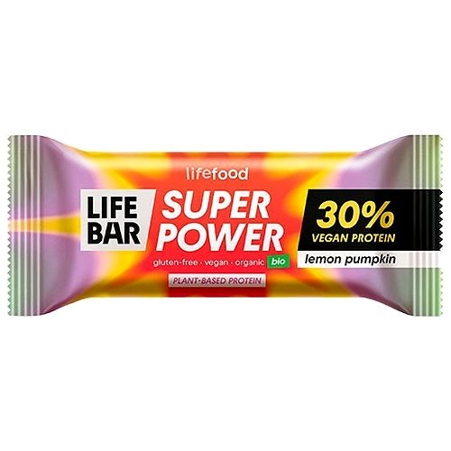 Super Power proteinbar, lemon pumpkin Økologisk - 40 gr - Lifefood