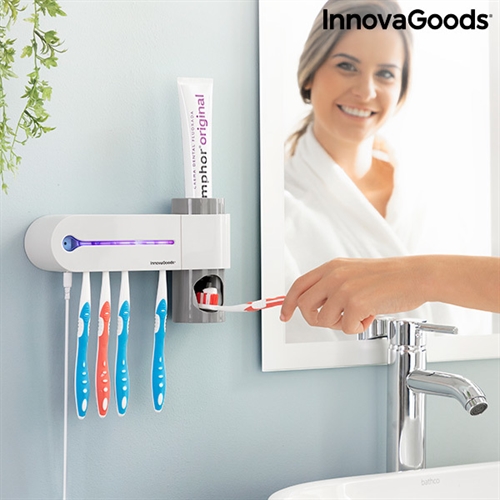Billede af UV-steriliseringsapparat til tandbørster med holder og tandpasta beholder Smiluv - InnovaGoods hos Økologisk-Supermarked