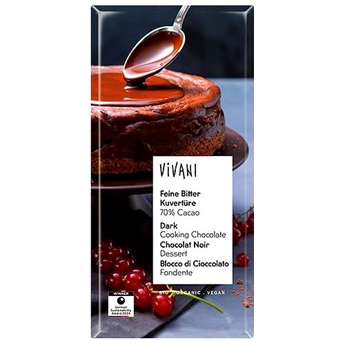 Vivani mørk overtrækschokolade 70% Økologisk - 150 gr - Vivani