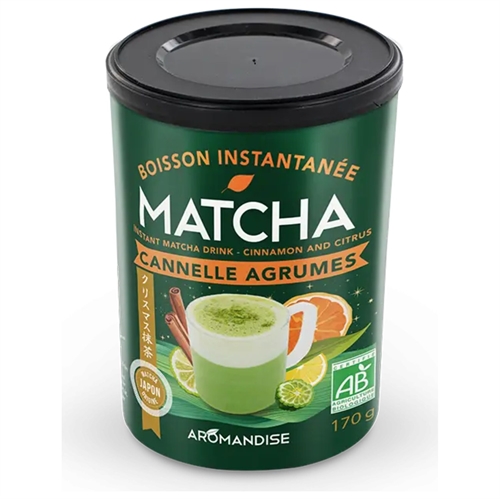 Matcha Instant latté Kanel/Citrus Økologisk - 170 gram - Aromandise - Mindst holdbar til : 27-02-2027