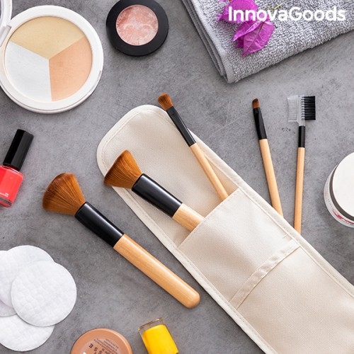 Billede af Sæt med makeup børster i træ med bæretaske Miset 5 Dele - InnovaGoods hos Økologisk-Supermarked