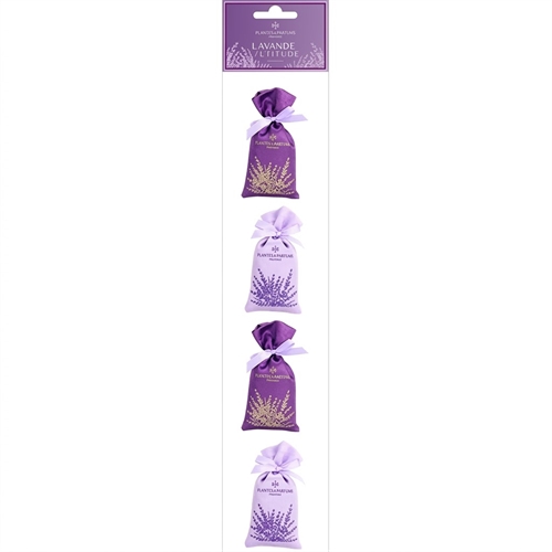 Lavendelposer i bomuldssatin, streng med 4x18 - Plantes & Parfums