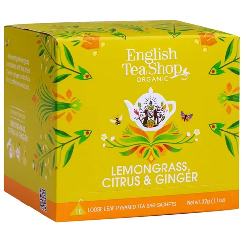 Lemongrass, Citrus & Ginger Tea Økologisk - 16 pyramideposer - English Tea Shop - Mindst holdbar til : 04-07-2027