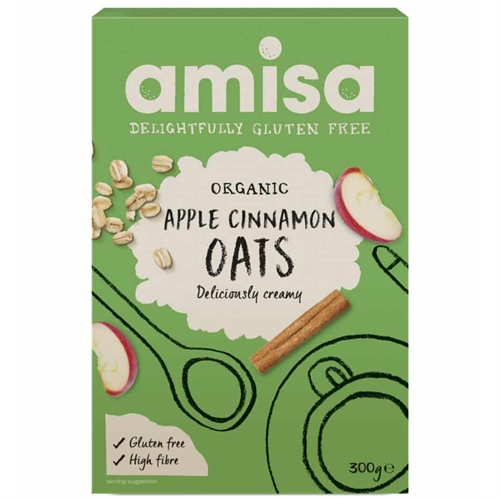 Glutenfri Havreflager med æble og kanel, øko - 300 Gram - Mindst holdbar til : 19-10-2025