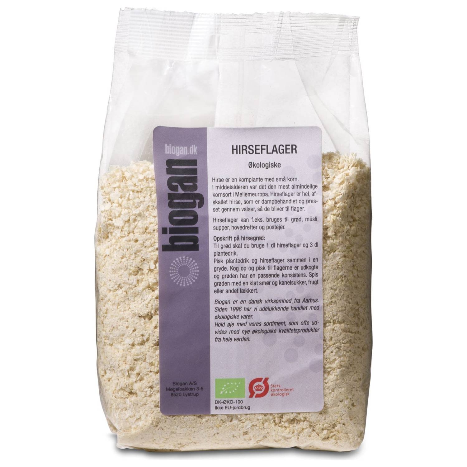Hirseflager Økologisk - 500 gr - Biogan - DISCOUNT PRIS