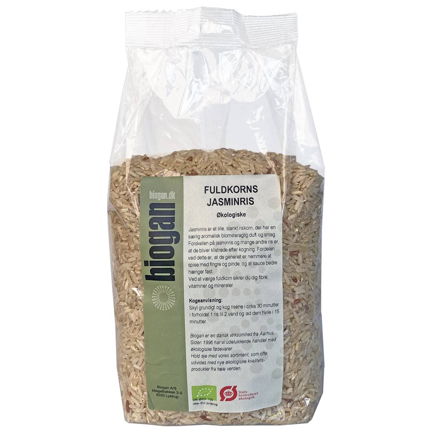 Jasminris fuldkorn Økologisk - 1 kg - Biogan - Mindst holdbar til : 01-03-2027