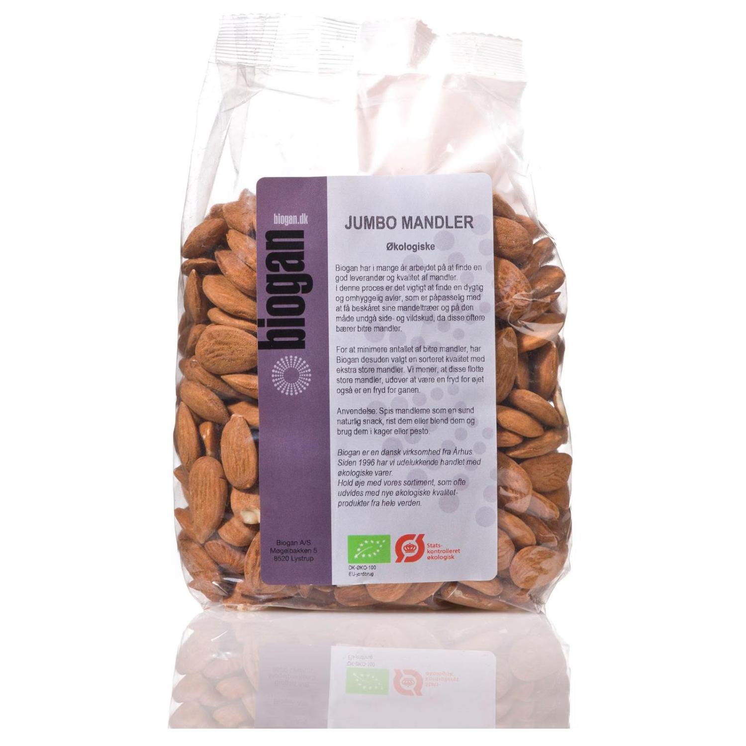 Mandler Jumbo Spanien Økologisk - 500 gr - Biogan - DISCOUNT PRIS
