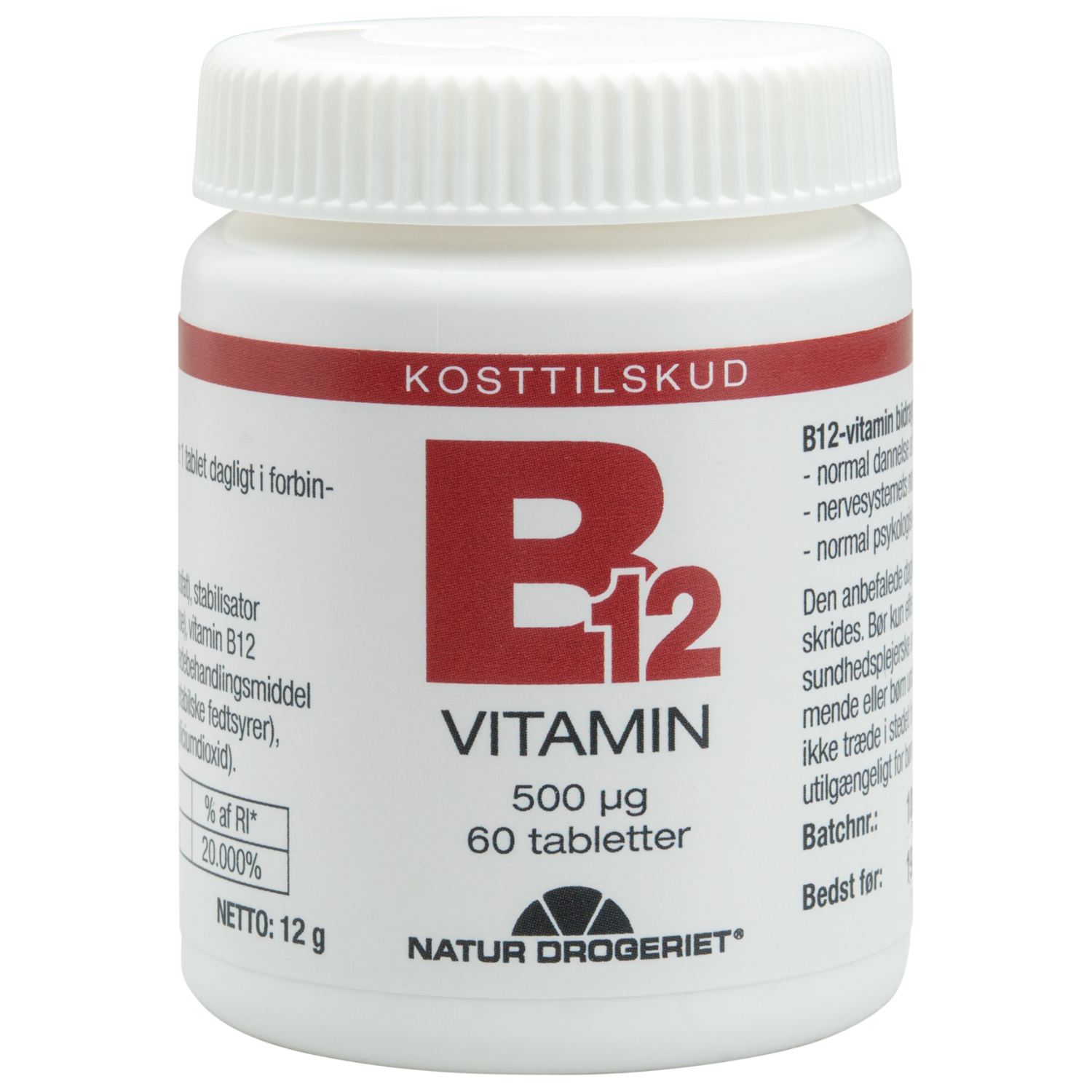 Natur Drogeriet B12-vitamin 500 μg (60 stk) - Kosttilskud