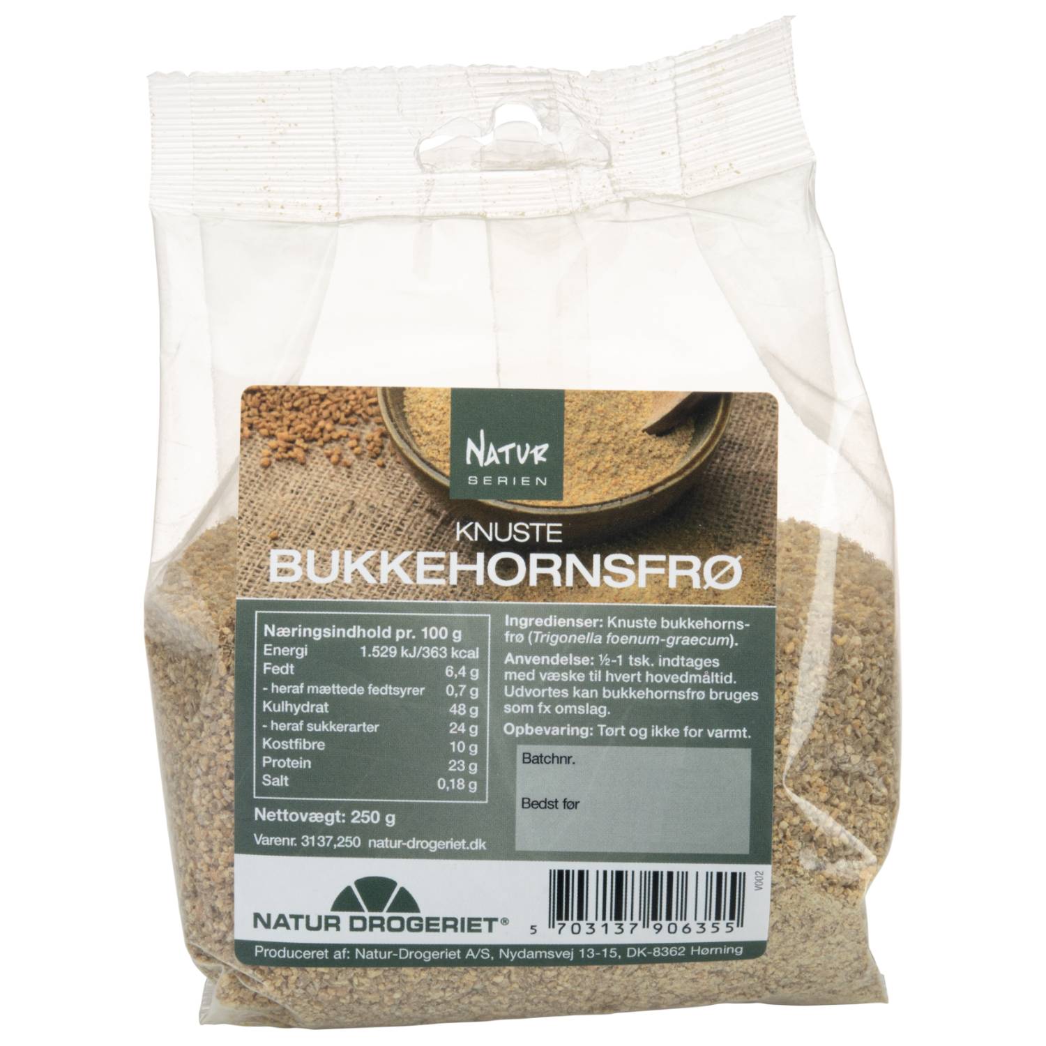 Bukkehornsfrø knust - 250 gram - Natur Drogeriet