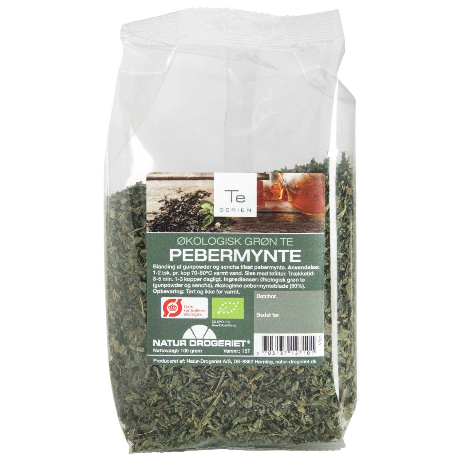 Grøn te med pebermynte Økologisk - 100 gr - Natur-Drogeriet