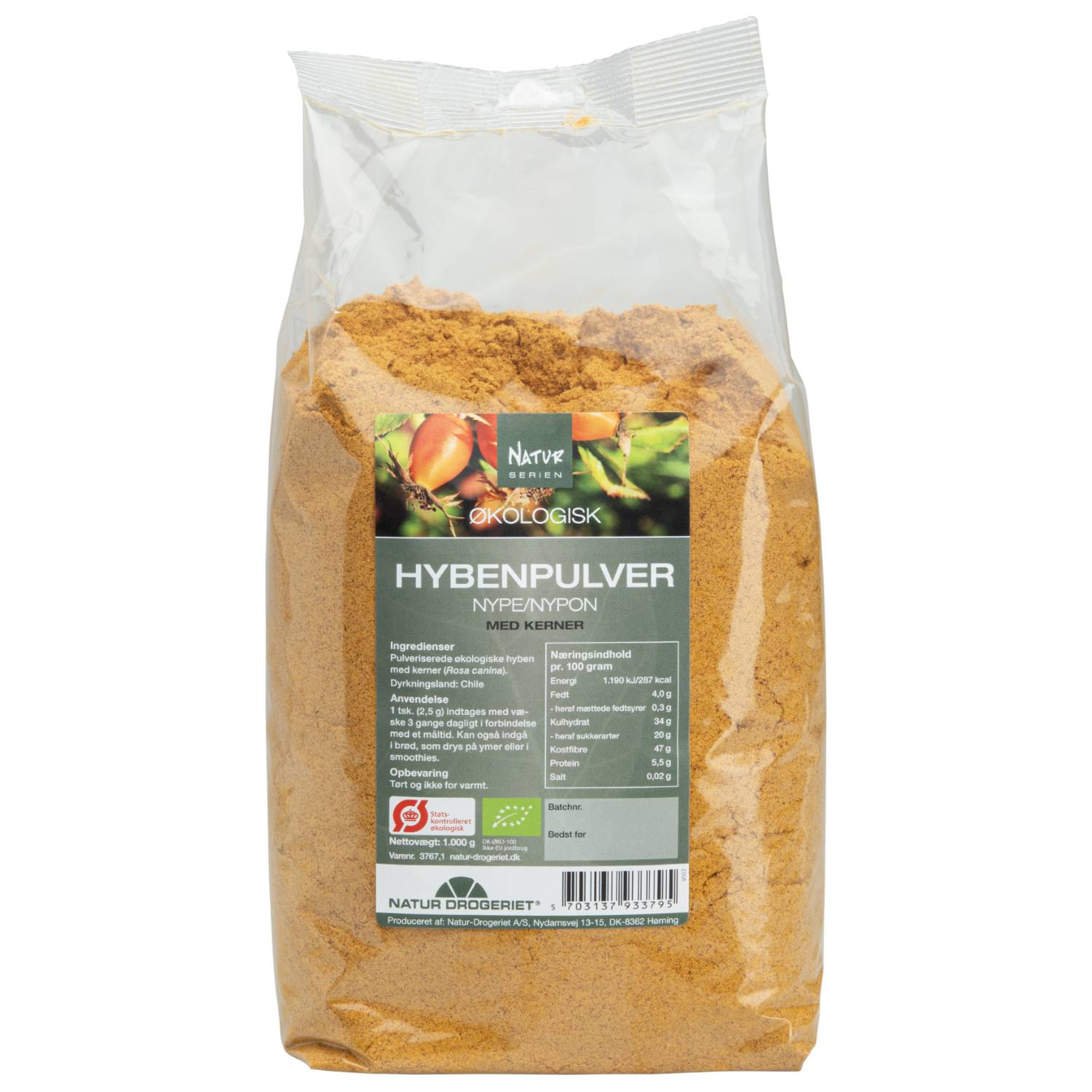 Billede af Hyben pulver, fin m. frø Økologisk - 1 kg - Natur Drogeriet
