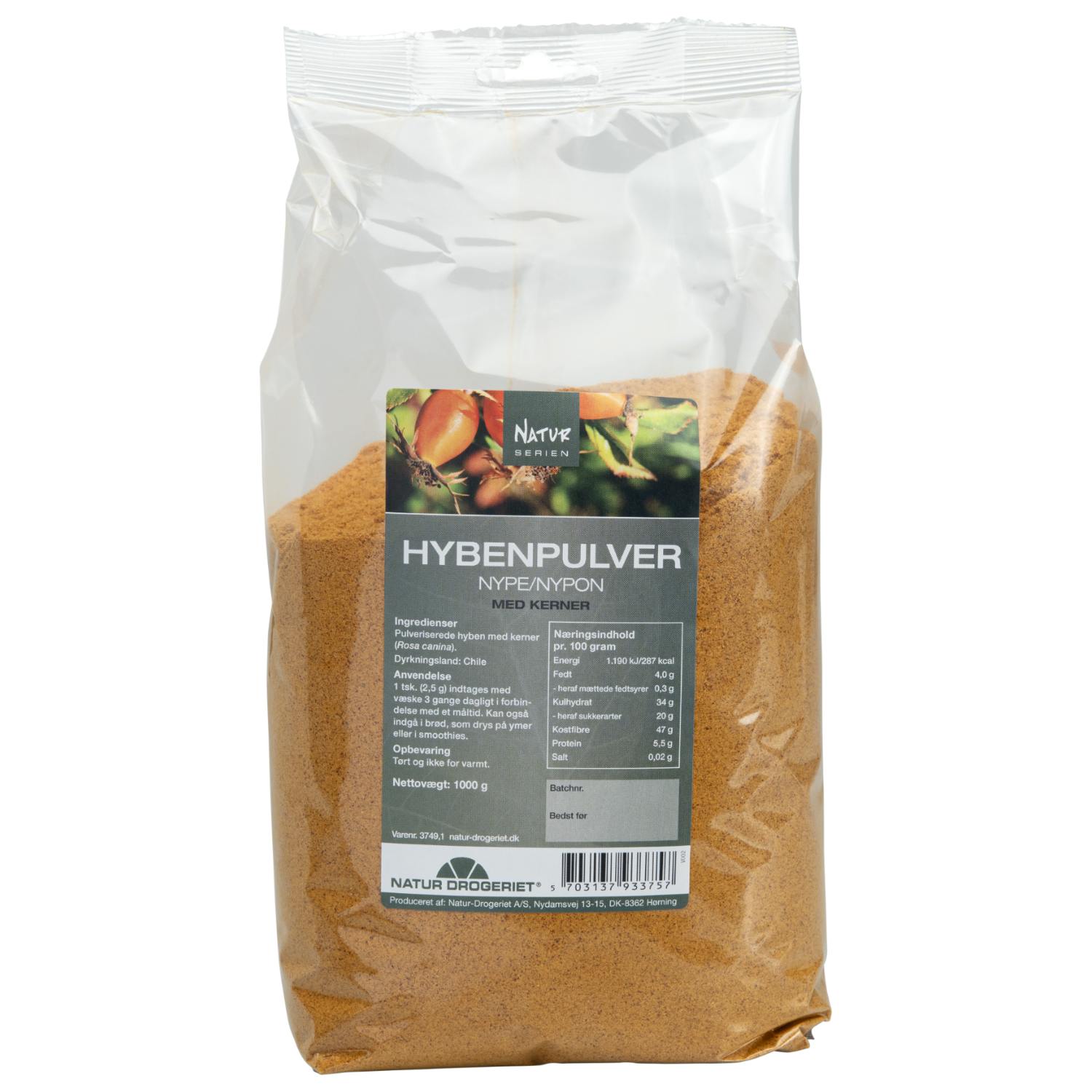 Hyben pulver, fint med frø - 1 kg - Natur Drogeriet