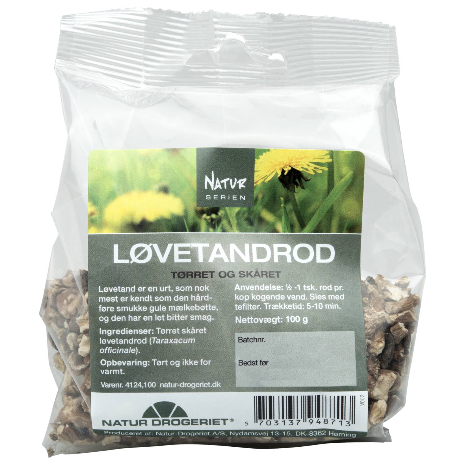 Løvetandsrod, tørret og skåret - 100 gram