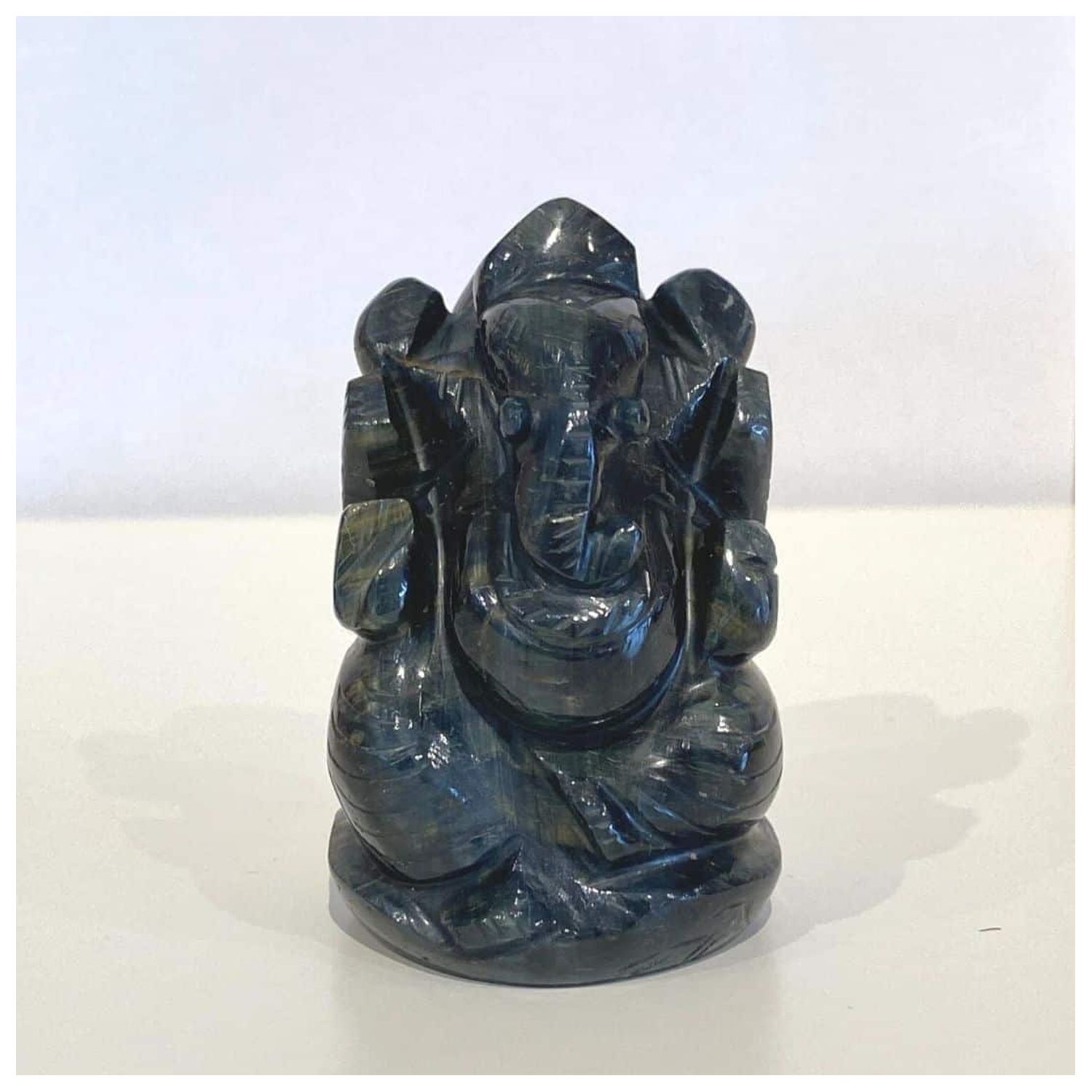 Ganesha Statue Blå Tigerøje - ca. 6 cm - 108 Blessings
