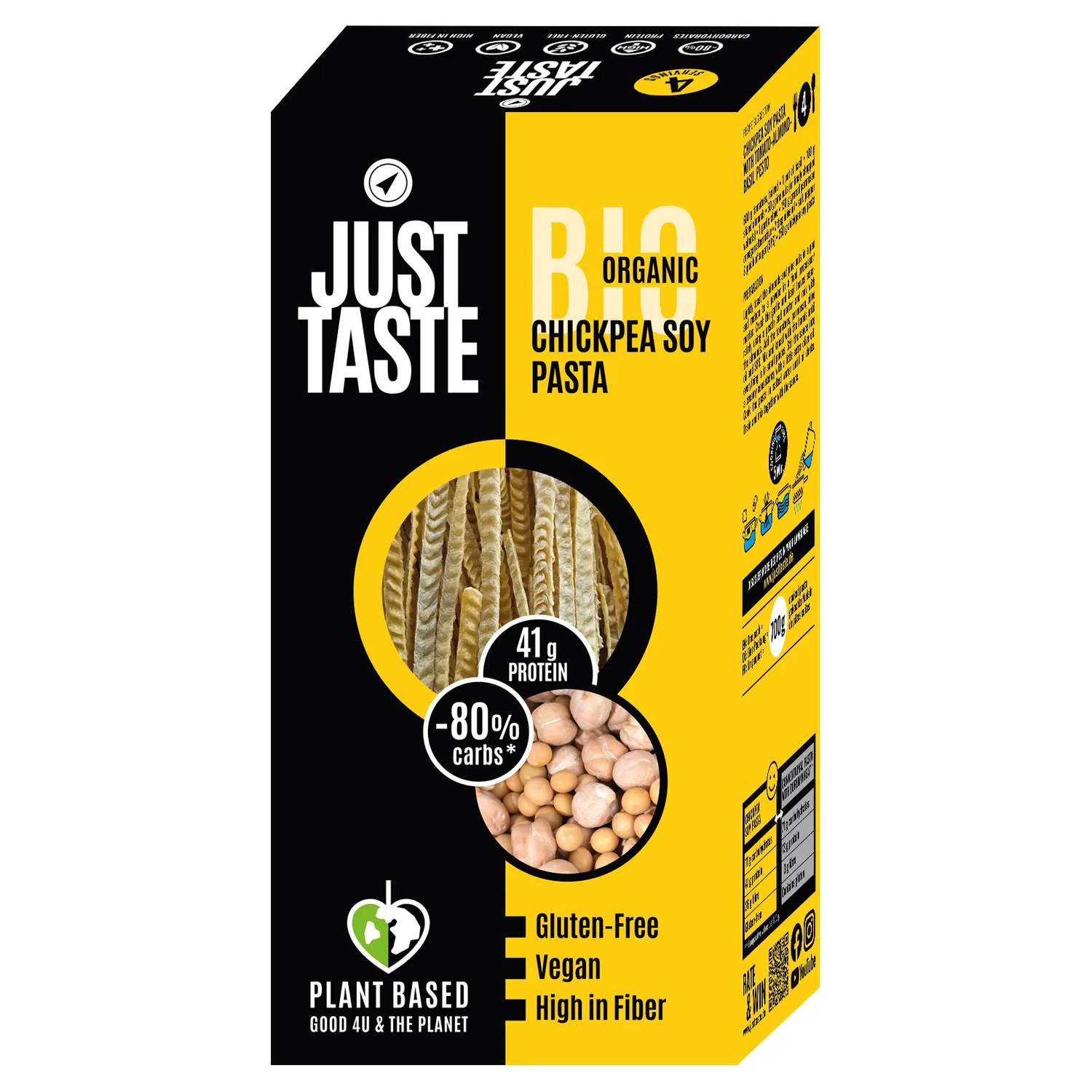Kikærte/Soja Pasta Økologisk - 250 gram - Just Taste