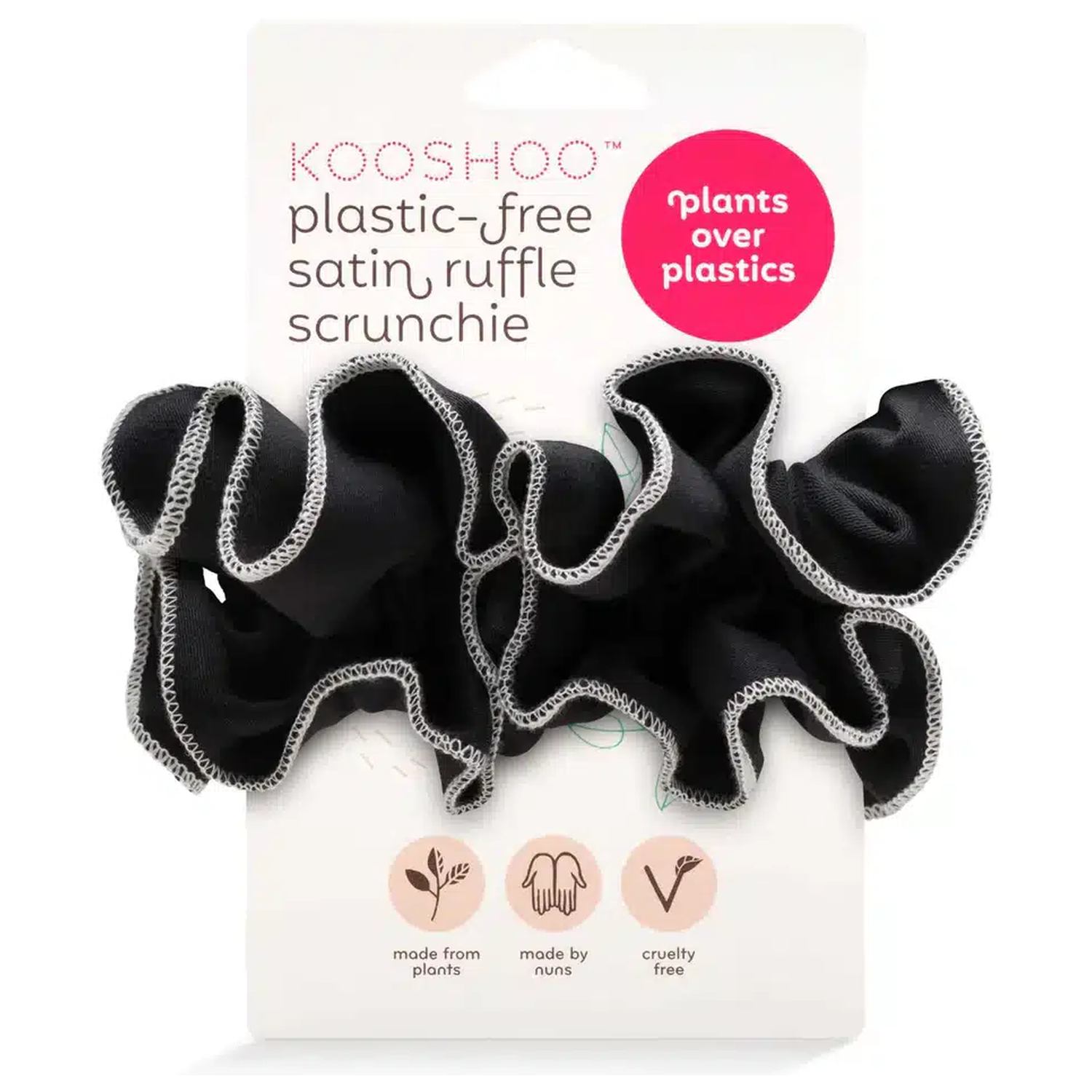 Hår Scrunchie Satin Sort Økologisk - 2 stk - Kooshoo
