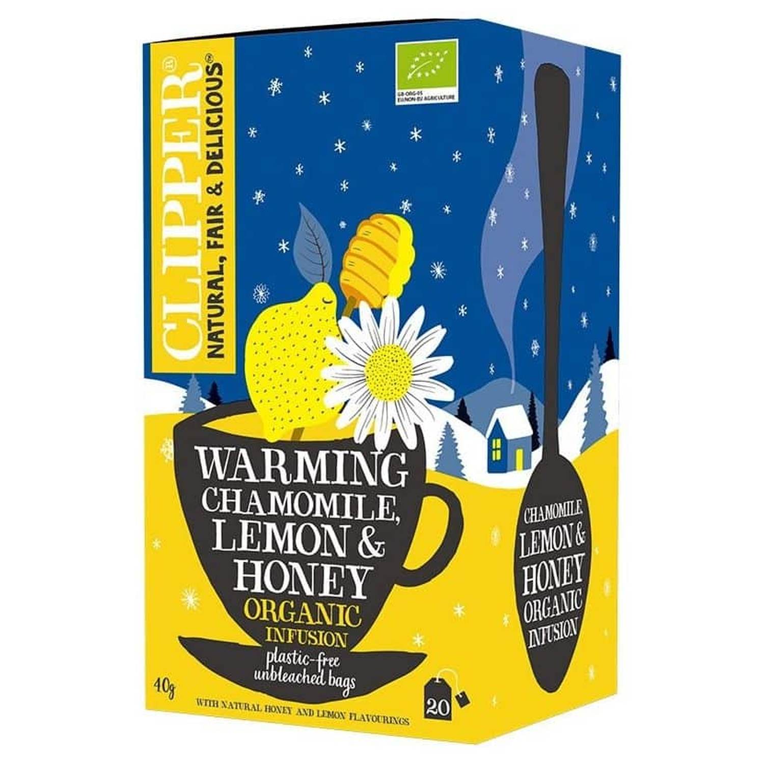 Warming Chamomile Lemon & Honey Te Økologisk - 20 breve - Clipper