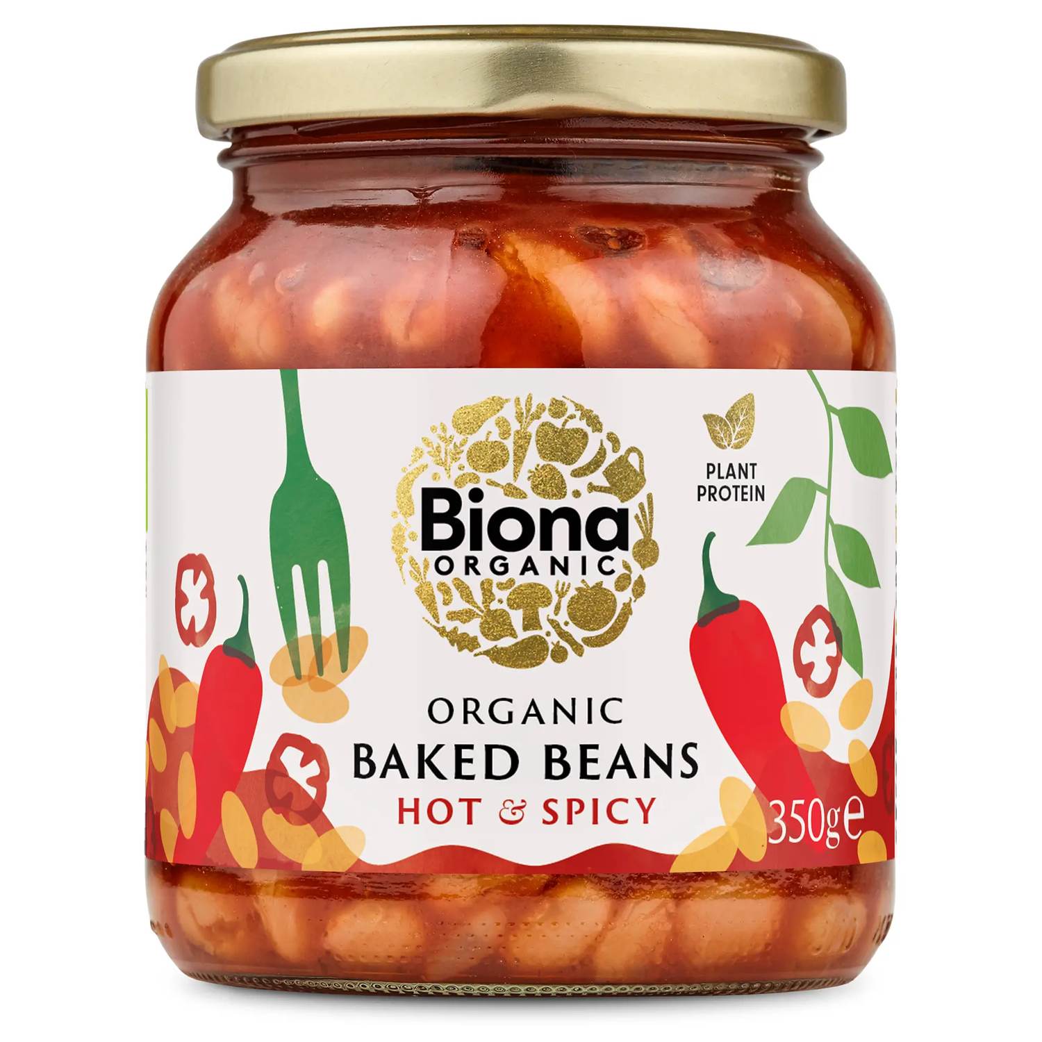 Baked Beans Hot & Spicy Økologisk - 350 gram - Biona