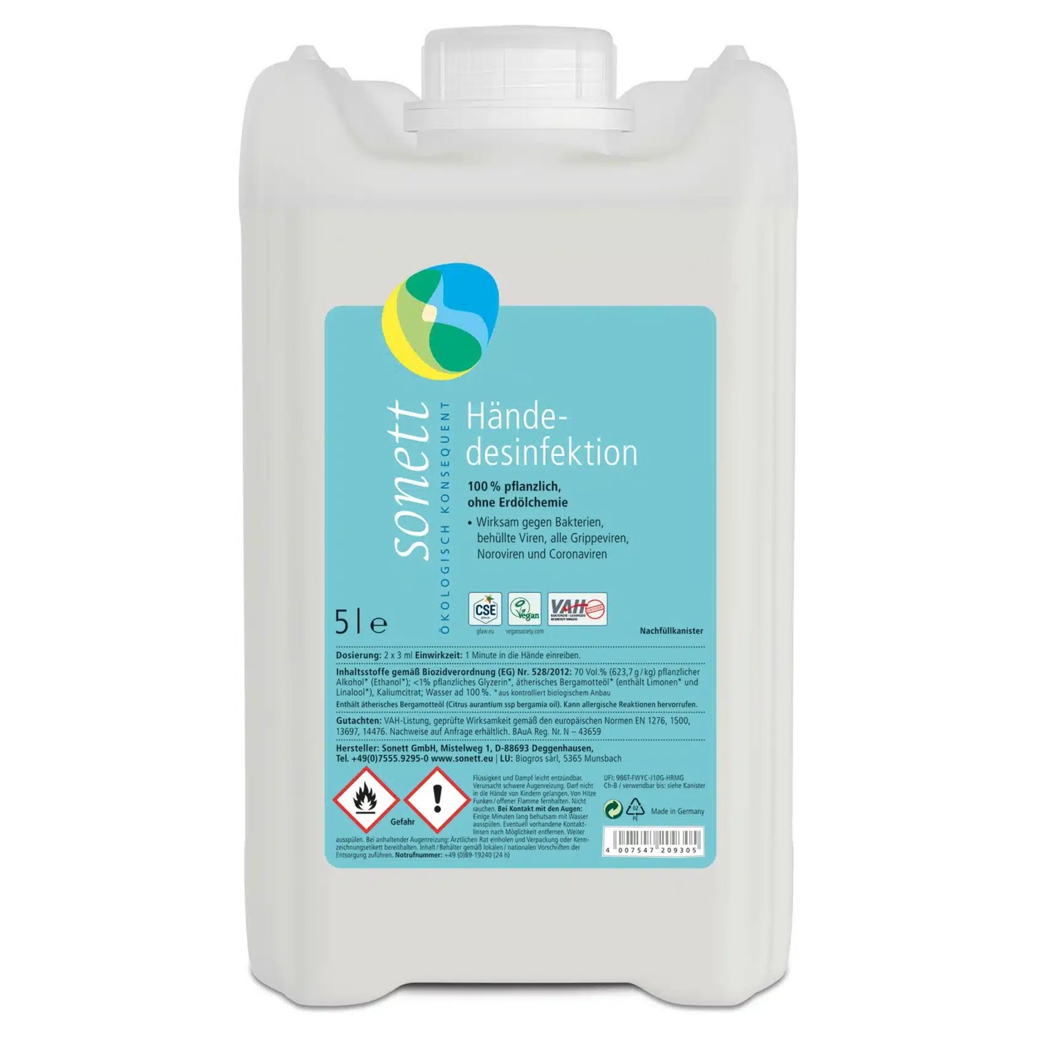 Hånddesinfektionsmiddel - 5 liter - Sonett