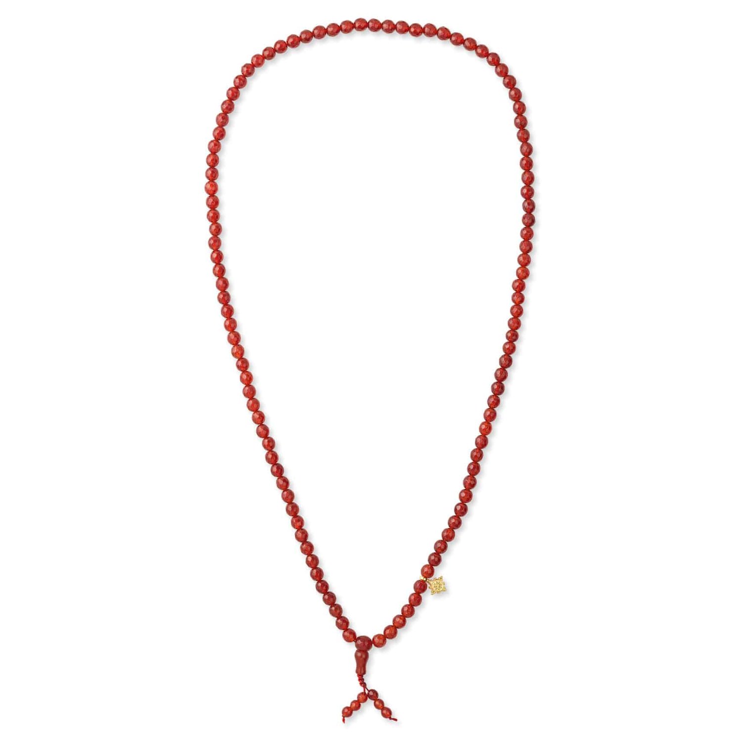Mala Karneol med forgyldt vedhæng - ca. 94 cm - 108 Blessings