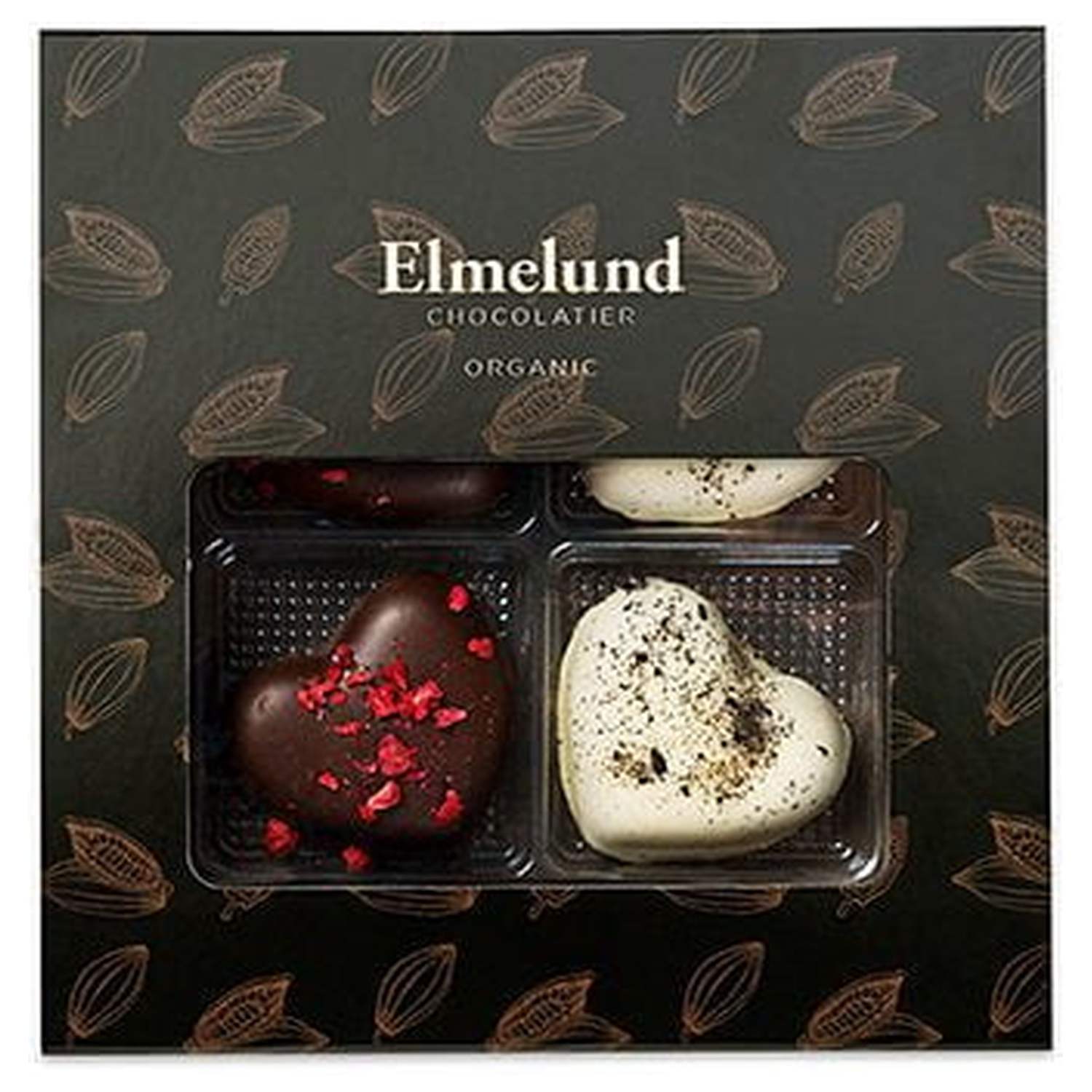 Gaveæske med Marcipanhjerter 2 Varianter Økologisk - 75 gram - Elmelund
