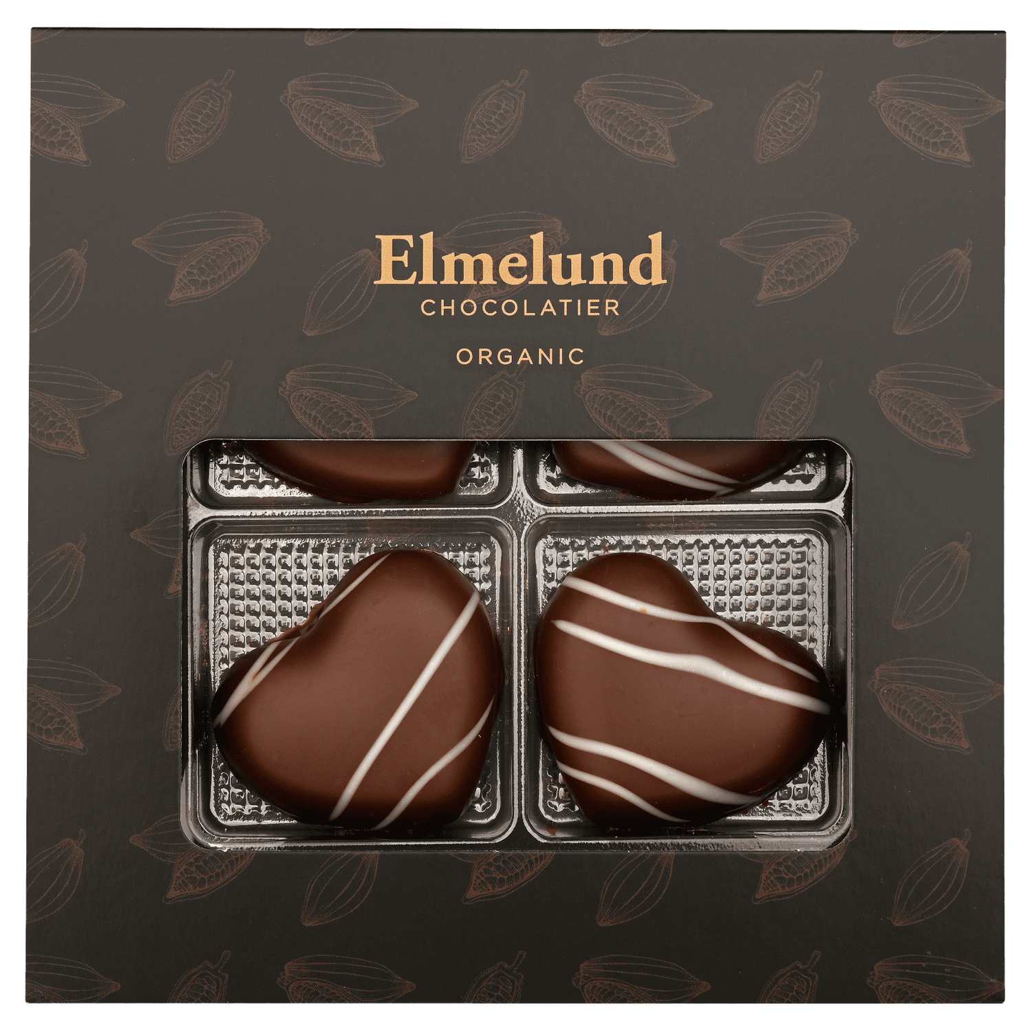 Gaveæske med Marcipanhjerter i Mørk Chokolade Økologisk - 75 gram - Økoladen