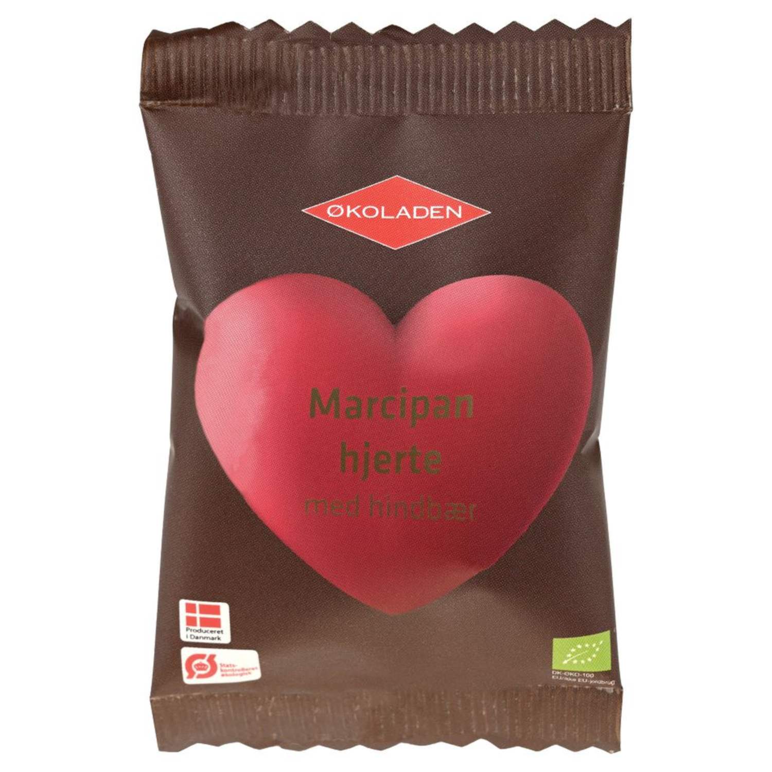 Marcipanhjerte med Hindbær Økologisk - 19 gram - Økoladen