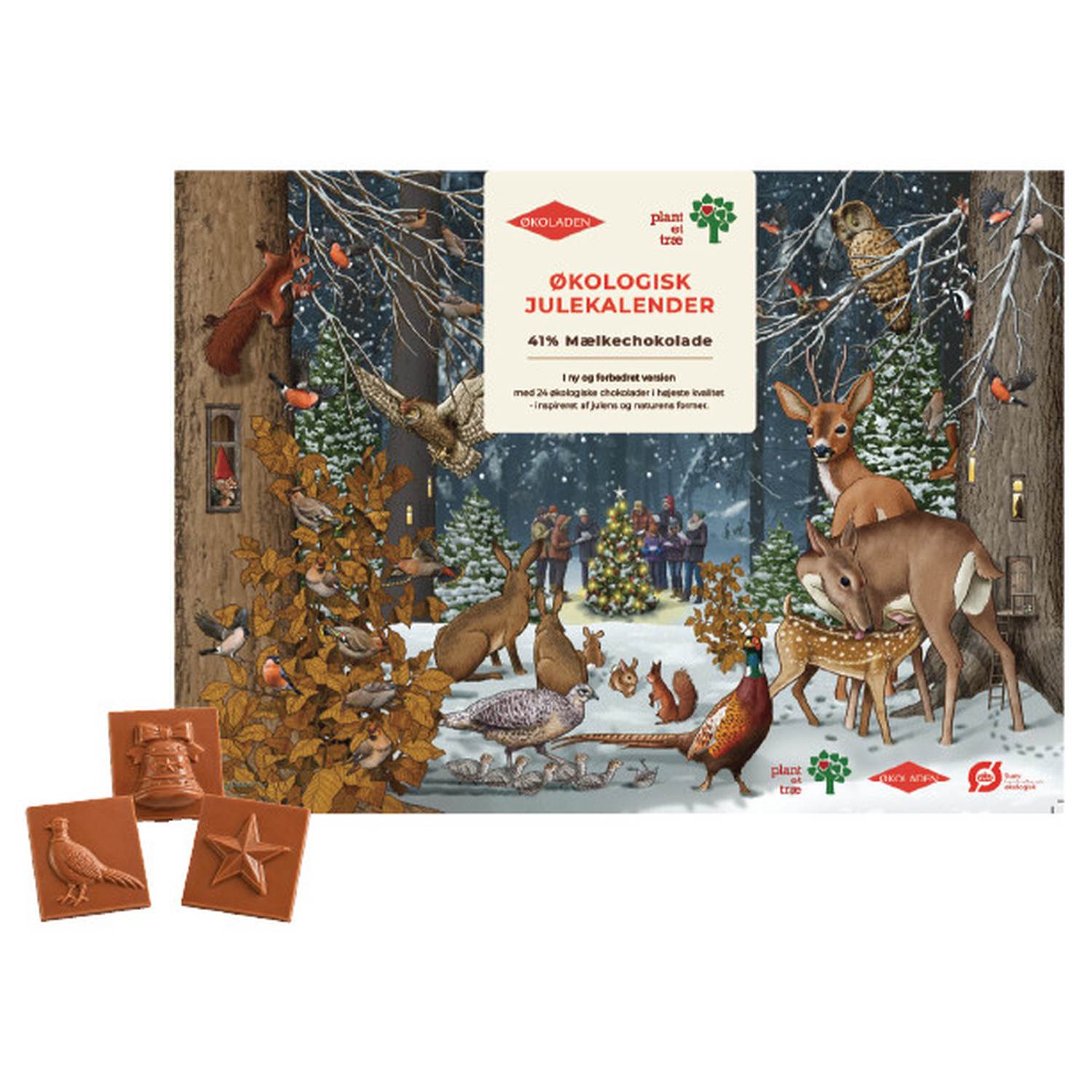 Julekalender Mælkechokolade Økologisk , Plant et Træ - 120 Gram - Økoladen