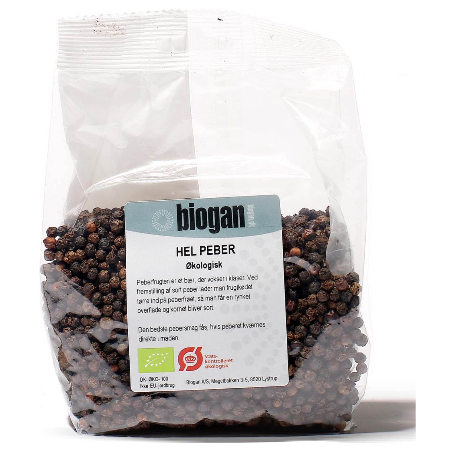 Peber sort hel Økologisk- 250 gr - Biogan - DISCOUNT PRIS