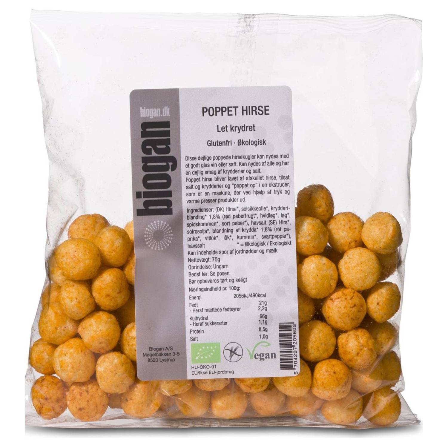 Billede af Poppet hirsekugler Let krydret Økologisk, Glutenfri - 75 gram - DISCOUNT PRIS