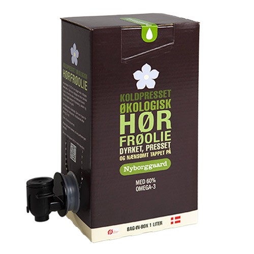 Hørfrøolie koldpresset Dansk Økologisk - 1 ltr - Nyborggaard