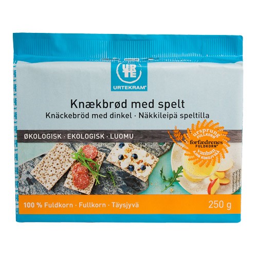 Fuldkornsknækbrød m. spelt Økologisk- 250 gr - Urtekram