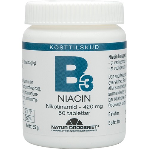 Niacin Nikotinamid B3 420 mg - 50 tab - Natur Drogeriet