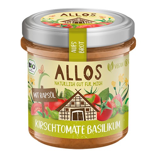 Billede af Smørepålæg Auf´s Brot Cherry tomat-Basilikum Økologisk - 140 gram - Allos