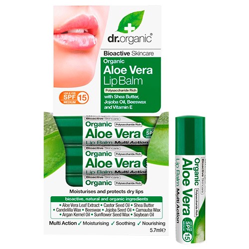 Lipbalm Aloe Vera - 5,7 ml - Dr. Organic - DISCOUNT PRIS