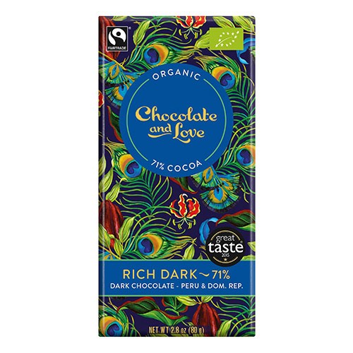 Chokolade Rich dark 71% Økologisk - 80 gram - Chocolate and Love