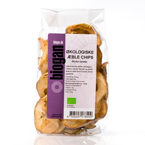 Æblechips Økologisk - 75 gr - Biogan