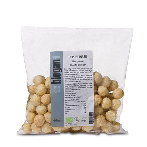 Poppet hirsekugler med peanut - 75 gram - Biogan