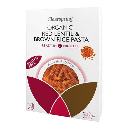 Billede af Røde linser & brune ris fusilli Økologisk - 250 gram - Clearspring - Mindst holdbar til : 21-07-2024 hos Økologisk-Supermarked