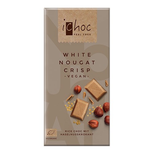 Hvid nougat crisp  Økologisk  - 80 gram - Ichok