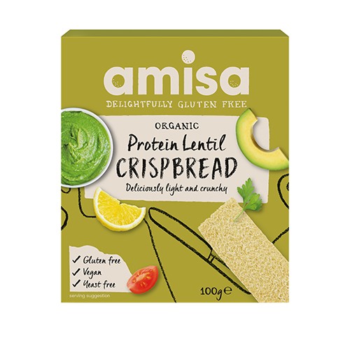 Billede af Knækbrød protein m. linser glutenfri Økologisk - 100 gram - Amisa