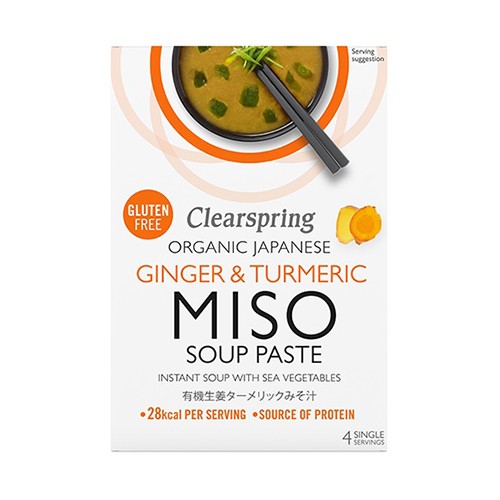 Billede af Instant Miso Soup Ingefær & Gurkemeje Økologisk - 60 gram - Clearspring - Mindst holdbar til : 29-09-2024