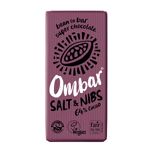 Billede af Ombar Salt & kakaonibs 64% kakao Økologisk - 70 gram - Ombar