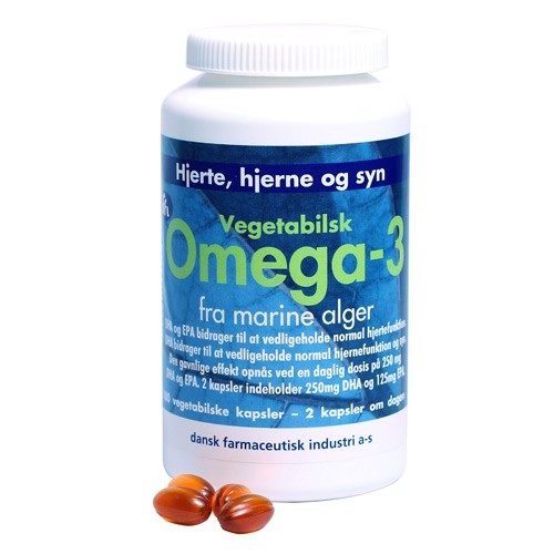 Omega-3 vegetabilsk - 180 kap - Dansk Farmaceutisk Industri