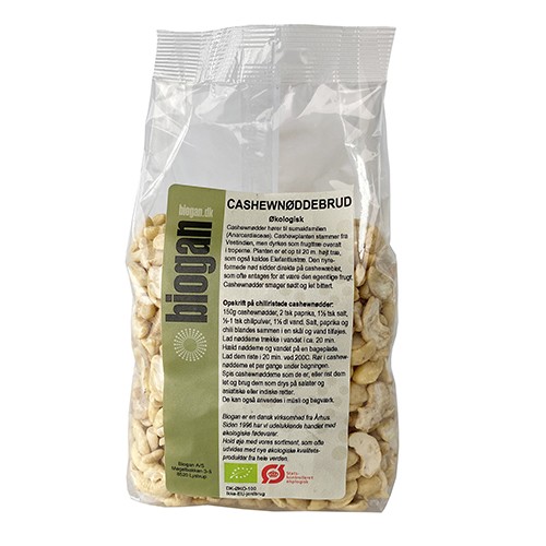 Cashewnødder i brud Økologisk - 500 gram - Biogan - DISCOUNT PRIS