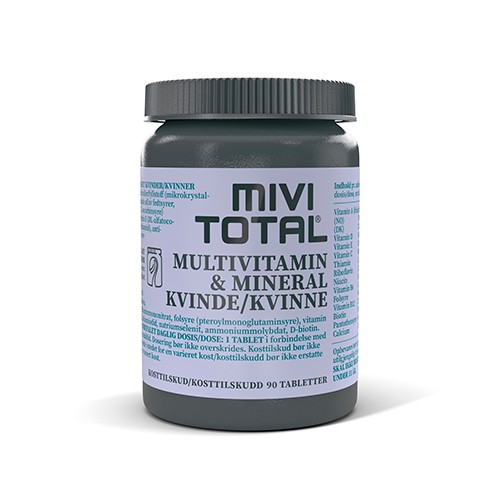 Mivi Total Kvinde multivitamin & mineraler - 90 tabletter - Mivi Total