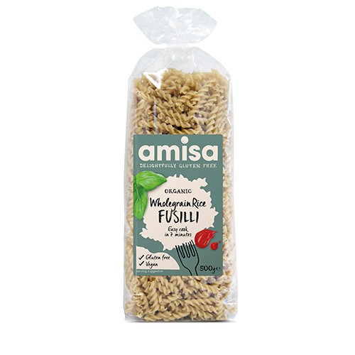 Billede af Fuldkornsris Fusilli pasta Økologisk - 500 gram - Organic Amisa